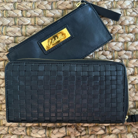 CLEOBELLA TIEGS WOVEN LEATHER ZIP WALLET•BLACK - Picture 8 of 9